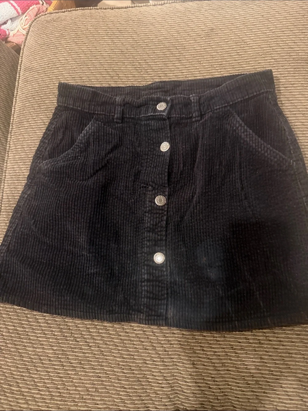 Old Navy Black Corduroy Button-Front Mini Skirt